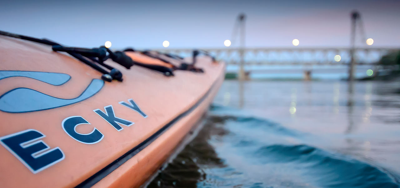 A kayak in the Missouri River. 