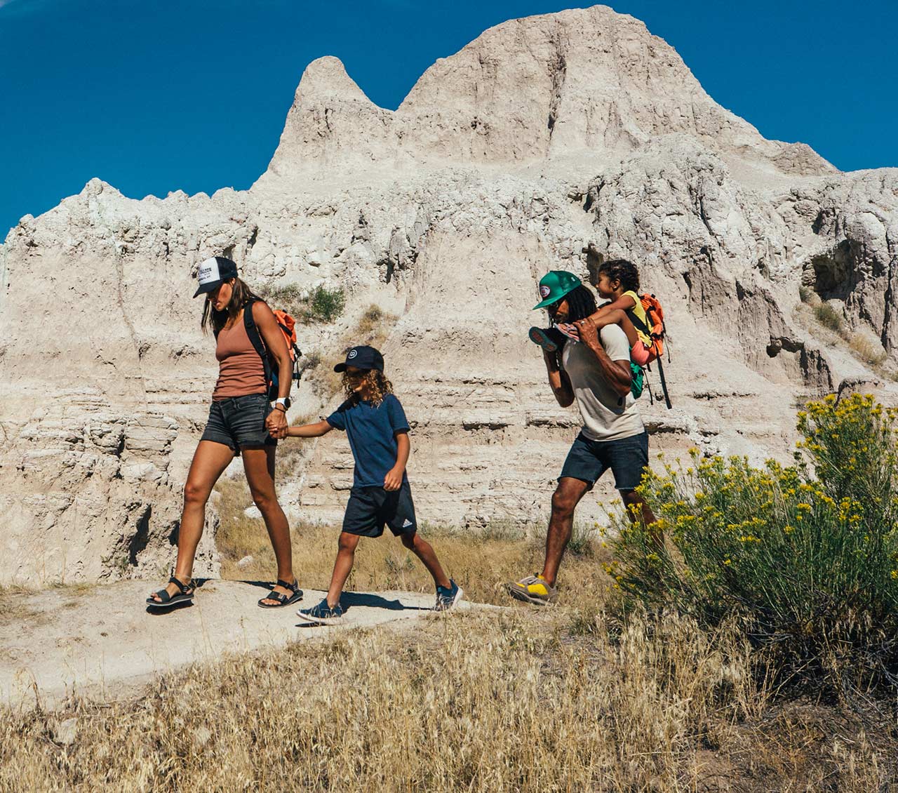 605 - South Dakota. A family out hiking.